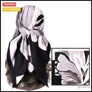 Large Square Silk Satin Scarf Elegant Chic Versatile Hair Wrap Shawl Bandana